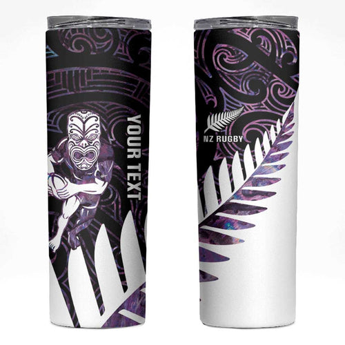 New Zealand Silver Fern Rugby Custom Skinny Tumbler Go All Black Purple Maori Paua Shell - Aussie Hoodie