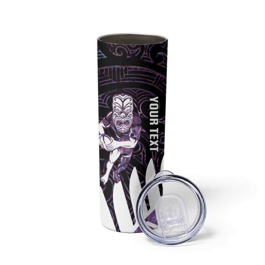 New Zealand Silver Fern Rugby Custom Skinny Tumbler Go All Black Purple Maori Paua Shell - Aussie Hoodie
