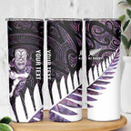 New Zealand Silver Fern Rugby Custom Skinny Tumbler Go All Black Purple Maori Paua Shell - Aussie Hoodie
