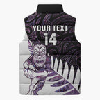 New Zealand Silver Fern Rugby Custom Sleeveless Puffer Jacket Go All Black Purple Maori Paua Shell - Aussie Hoodie