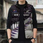 New Zealand Silver Fern Rugby Custom Sleeveless Puffer Jacket Go All Black Purple Maori Paua Shell - Aussie Hoodie
