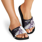 New Zealand Silver Fern Rugby Custom Slide Sandals Go All Black Purple Maori Paua Shell - Aussie Hoodie