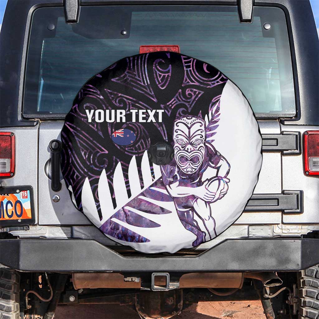 New Zealand Silver Fern Rugby Custom Spare Tire Cover Go All Black Purple Maori Paua Shell - Aussie Hoodie