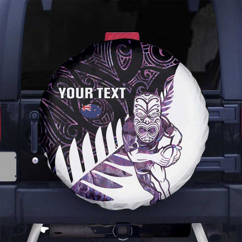New Zealand Silver Fern Rugby Custom Spare Tire Cover Go All Black Purple Maori Paua Shell - Aussie Hoodie