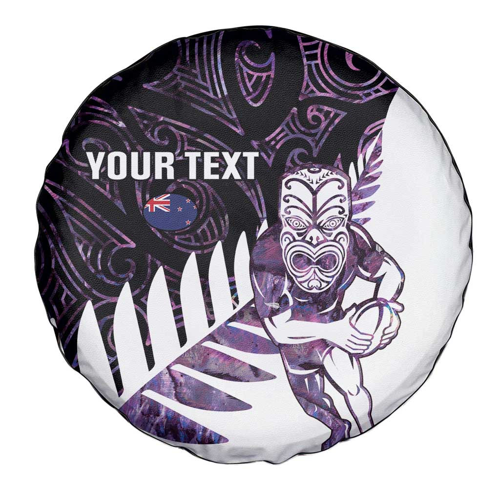 New Zealand Silver Fern Rugby Custom Spare Tire Cover Go All Black Purple Maori Paua Shell - Aussie Hoodie