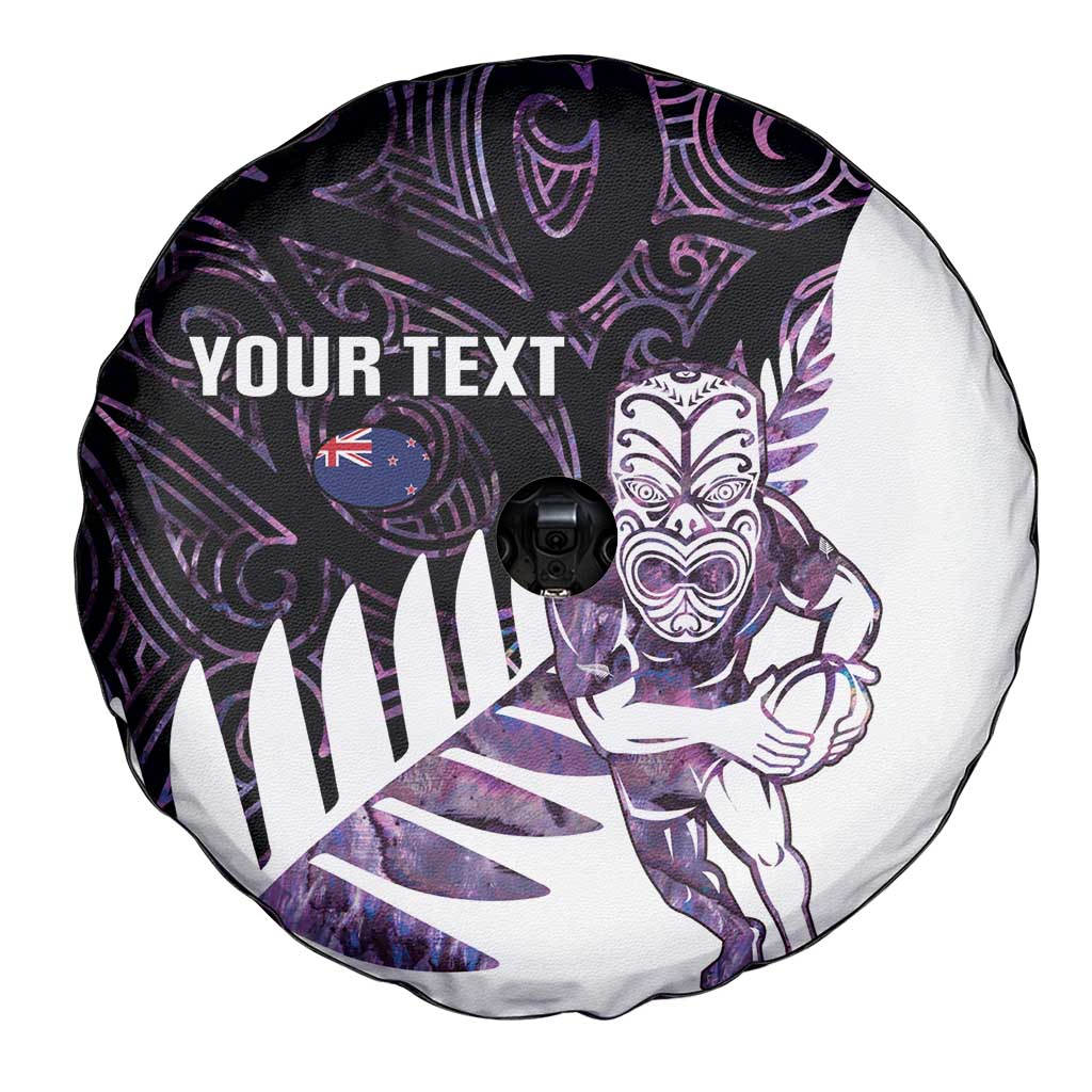 New Zealand Silver Fern Rugby Custom Spare Tire Cover Go All Black Purple Maori Paua Shell - Aussie Hoodie