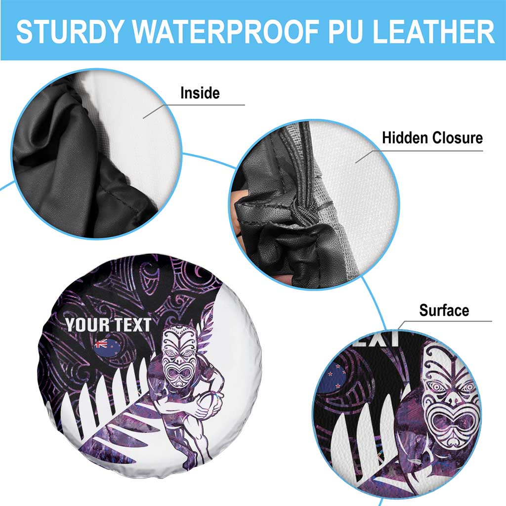 New Zealand Silver Fern Rugby Custom Spare Tire Cover Go All Black Purple Maori Paua Shell - Aussie Hoodie