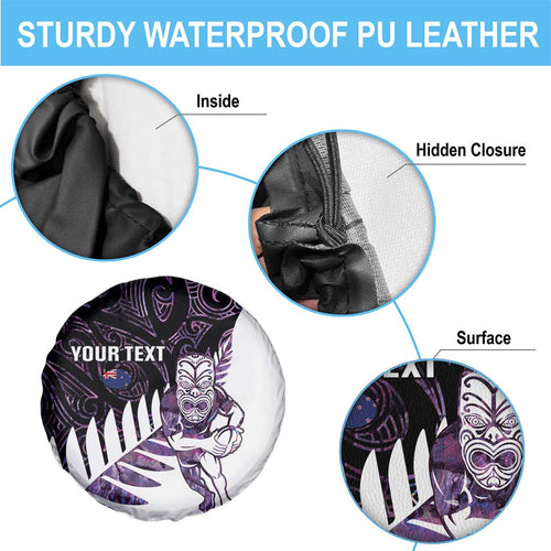 New Zealand Silver Fern Rugby Custom Spare Tire Cover Go All Black Purple Maori Paua Shell - Aussie Hoodie