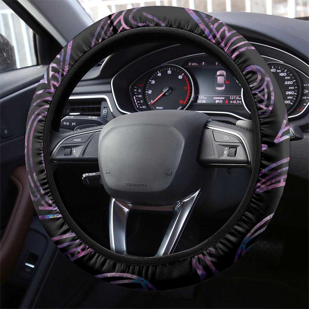 New Zealand Silver Fern Rugby Steering Wheel Cover Go All Black Purple Maori Paua Shell - Aussie Hoodie