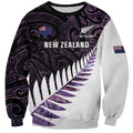 New Zealand Silver Fern Rugby Custom Sweatshirt Go All Black Purple Maori Paua Shell - Aussie Hoodie
