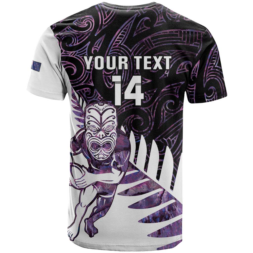 New Zealand Silver Fern Rugby Custom T Shirt Go All Black Purple Maori Paua Shell - Aussie Hoodie
