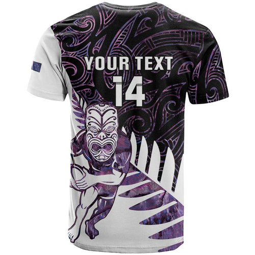 New Zealand Silver Fern Rugby Custom T Shirt Go All Black Purple Maori Paua Shell - Aussie Hoodie
