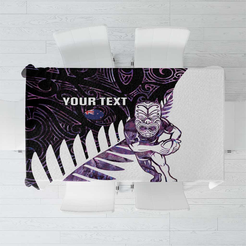 New Zealand Silver Fern Rugby Custom Tablecloth Go All Black Purple Maori Paua Shell - Aussie Hoodie
