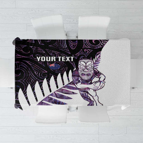 New Zealand Silver Fern Rugby Custom Tablecloth Go All Black Purple Maori Paua Shell - Aussie Hoodie
