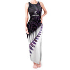 New Zealand Silver Fern Rugby Custom Tank Maxi Dress Go All Black Purple Maori Paua Shell - Aussie Hoodie