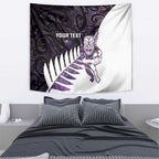 New Zealand Silver Fern Rugby Custom Tapestry Go All Black Purple Maori Paua Shell - Aussie Hoodie