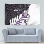 New Zealand Silver Fern Rugby Custom Tapestry Go All Black Purple Maori Paua Shell - Aussie Hoodie