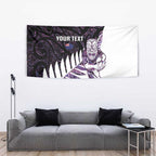 New Zealand Silver Fern Rugby Custom Tapestry Go All Black Purple Maori Paua Shell - Aussie Hoodie