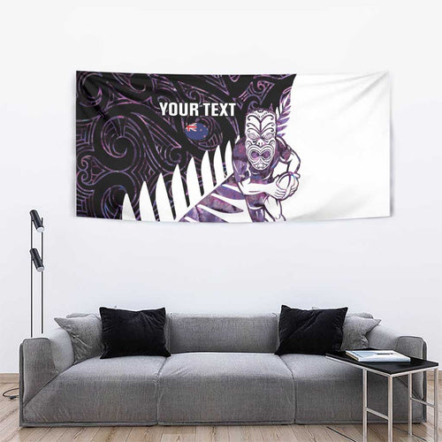 New Zealand Silver Fern Rugby Custom Tapestry Go All Black Purple Maori Paua Shell - Aussie Hoodie