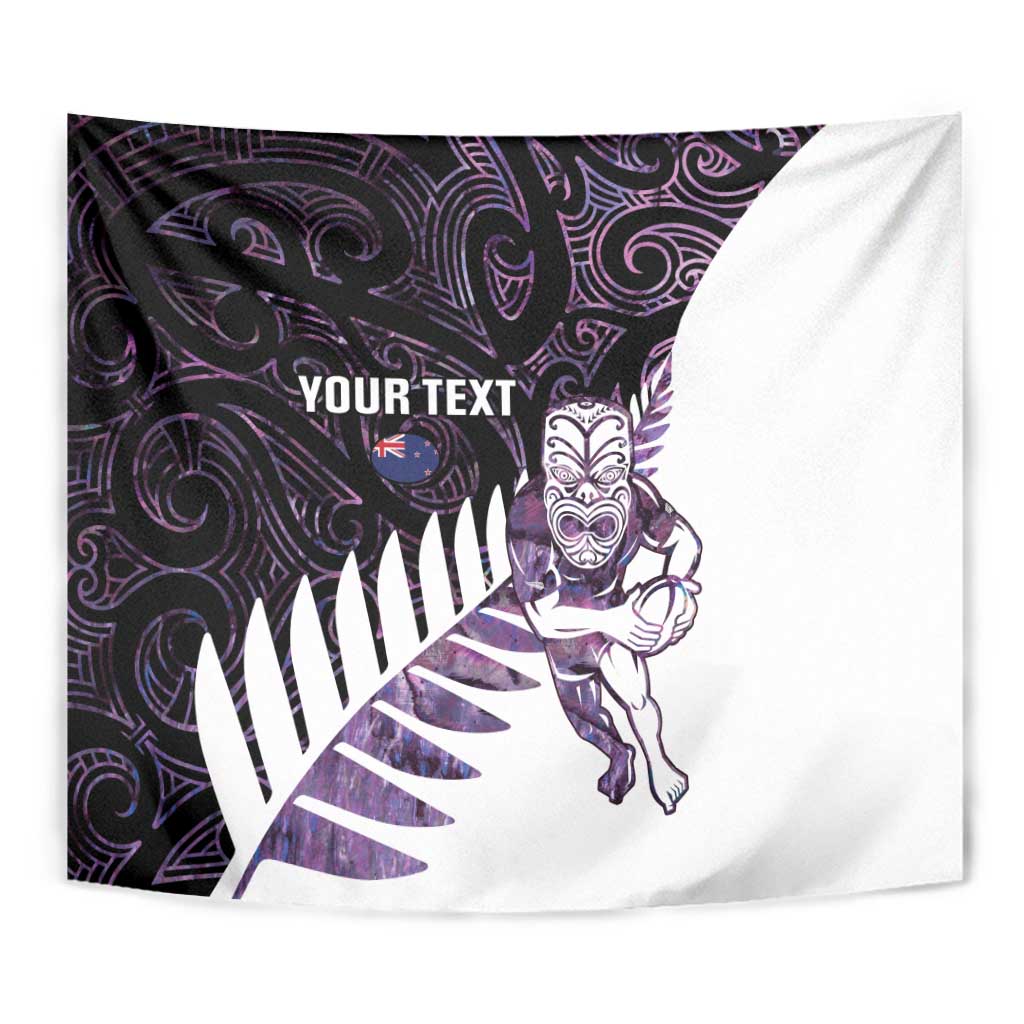 New Zealand Silver Fern Rugby Custom Tapestry Go All Black Purple Maori Paua Shell - Aussie Hoodie