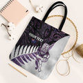 New Zealand Silver Fern Rugby Custom Tote Bag Go All Black Purple Maori Paua Shell - Aussie Hoodie