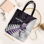 New Zealand Silver Fern Rugby Custom Tote Bag Go All Black Purple Maori Paua Shell - Aussie Hoodie