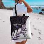 New Zealand Silver Fern Rugby Custom Tote Bag Go All Black Purple Maori Paua Shell - Aussie Hoodie