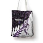 New Zealand Silver Fern Rugby Custom Tote Bag Go All Black Purple Maori Paua Shell - Aussie Hoodie