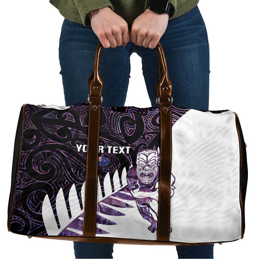 New Zealand Silver Fern Rugby Custom Travel Bag Go All Black Purple Maori Paua Shell - Aussie Hoodie