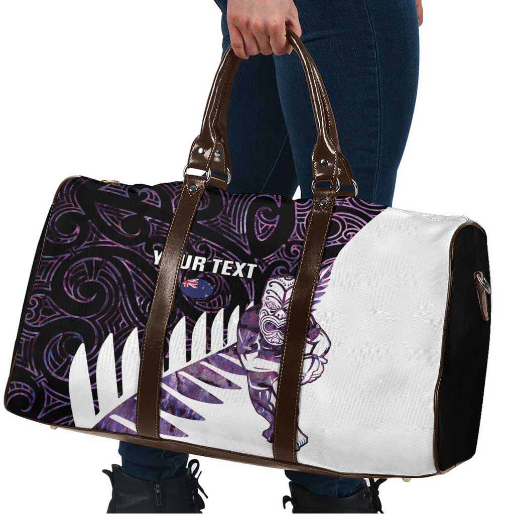 New Zealand Silver Fern Rugby Custom Travel Bag Go All Black Purple Maori Paua Shell - Aussie Hoodie