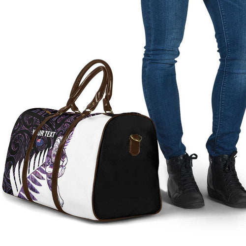 New Zealand Silver Fern Rugby Custom Travel Bag Go All Black Purple Maori Paua Shell - Aussie Hoodie