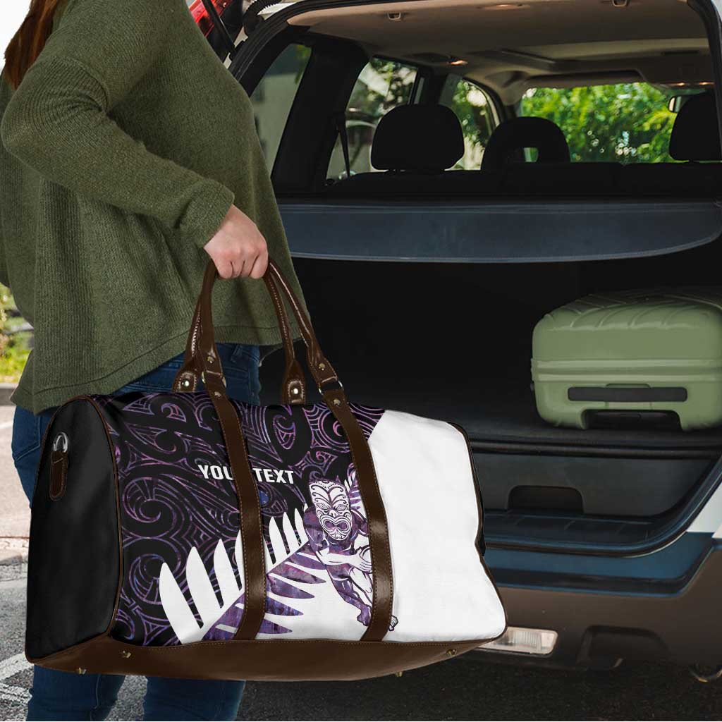 New Zealand Silver Fern Rugby Custom Travel Bag Go All Black Purple Maori Paua Shell - Aussie Hoodie