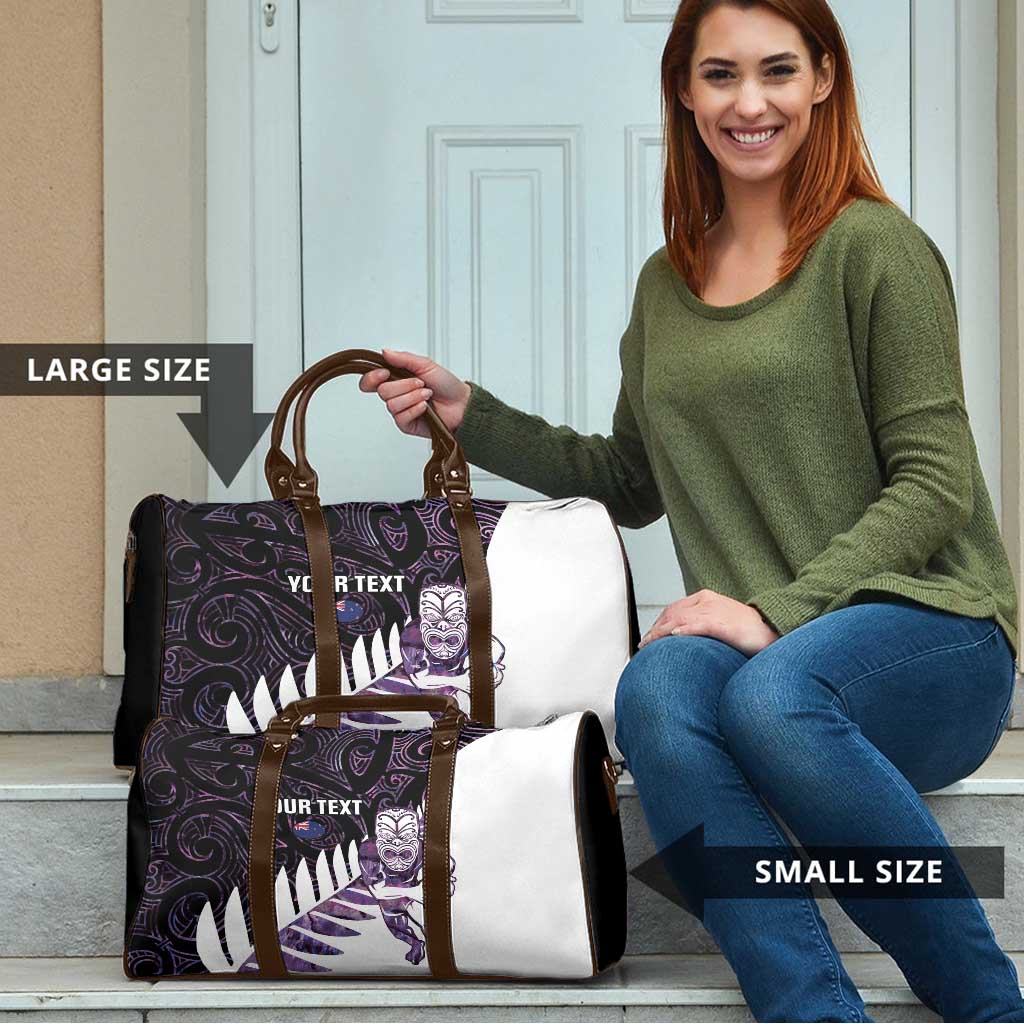 New Zealand Silver Fern Rugby Custom Travel Bag Go All Black Purple Maori Paua Shell - Aussie Hoodie