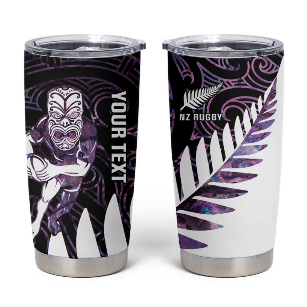 New Zealand Silver Fern Rugby Custom Tumbler Cup Go All Black Purple Maori Paua Shell - Aussie Hoodie