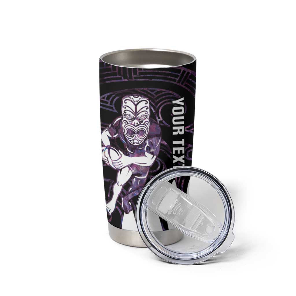New Zealand Silver Fern Rugby Custom Tumbler Cup Go All Black Purple Maori Paua Shell - Aussie Hoodie