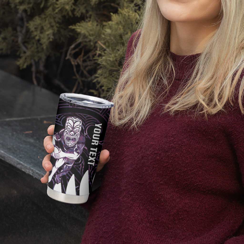 New Zealand Silver Fern Rugby Custom Tumbler Cup Go All Black Purple Maori Paua Shell - Aussie Hoodie