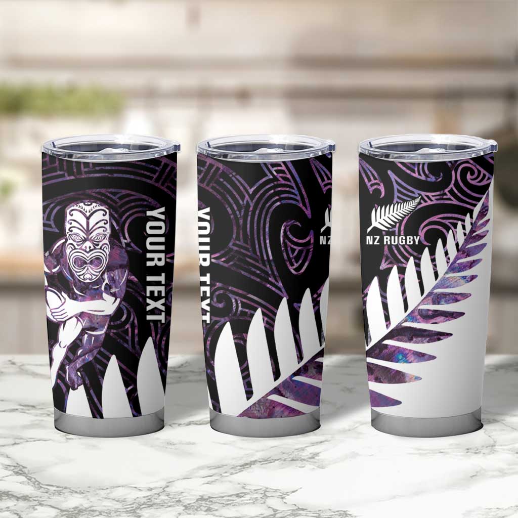 New Zealand Silver Fern Rugby Custom Tumbler Cup Go All Black Purple Maori Paua Shell - Aussie Hoodie