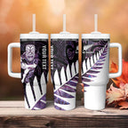 New Zealand Silver Fern Rugby Custom Tumbler With Handle Go All Black Purple Maori Paua Shell - Aussie Hoodie
