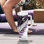 New Zealand Silver Fern Rugby Custom Tumbler With Handle Go All Black Purple Maori Paua Shell - Aussie Hoodie