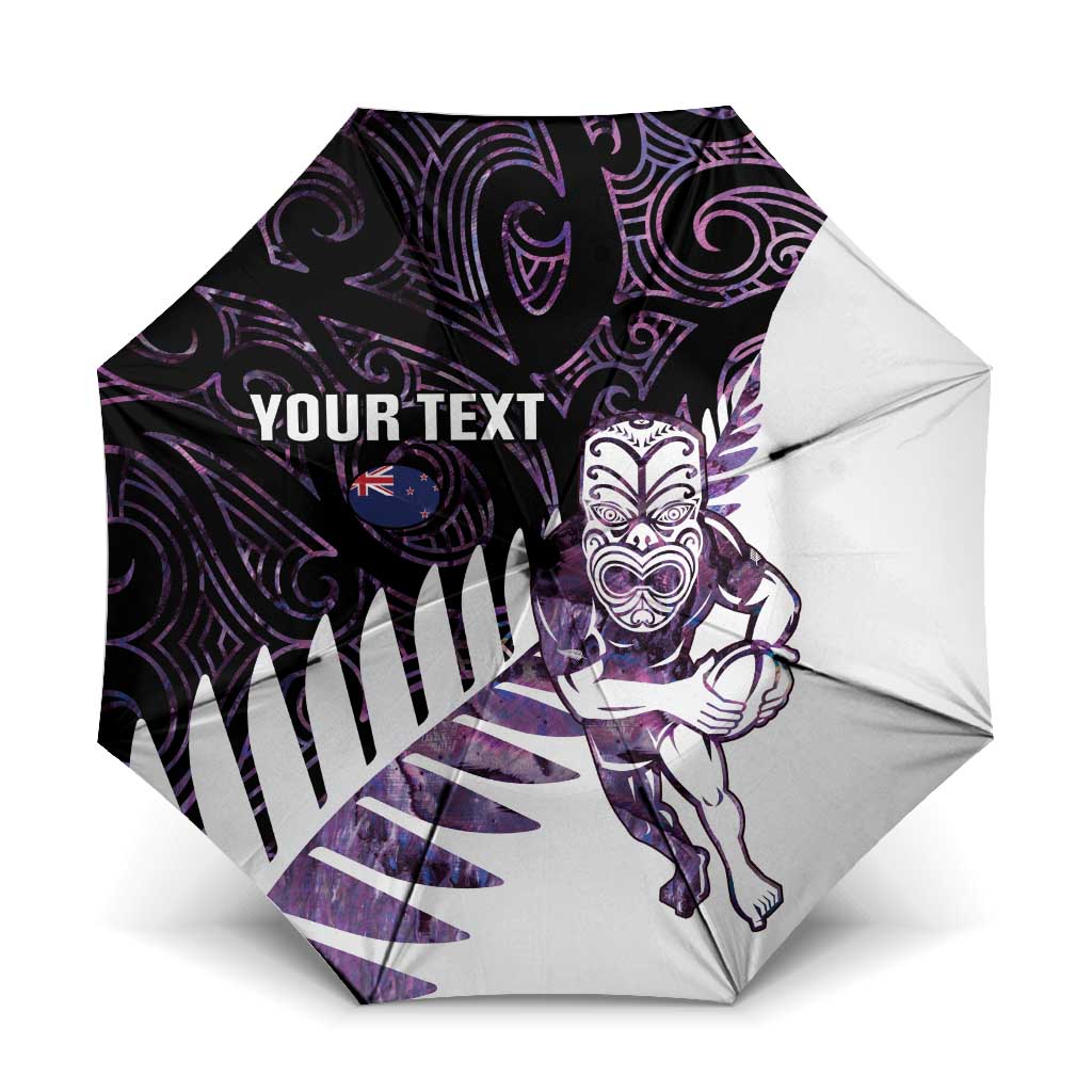New Zealand Silver Fern Rugby Custom Umbrella Go All Black Purple Maori Paua Shell - Aussie Hoodie