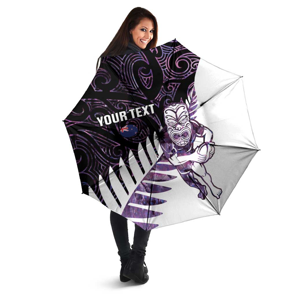New Zealand Silver Fern Rugby Custom Umbrella Go All Black Purple Maori Paua Shell - Aussie Hoodie