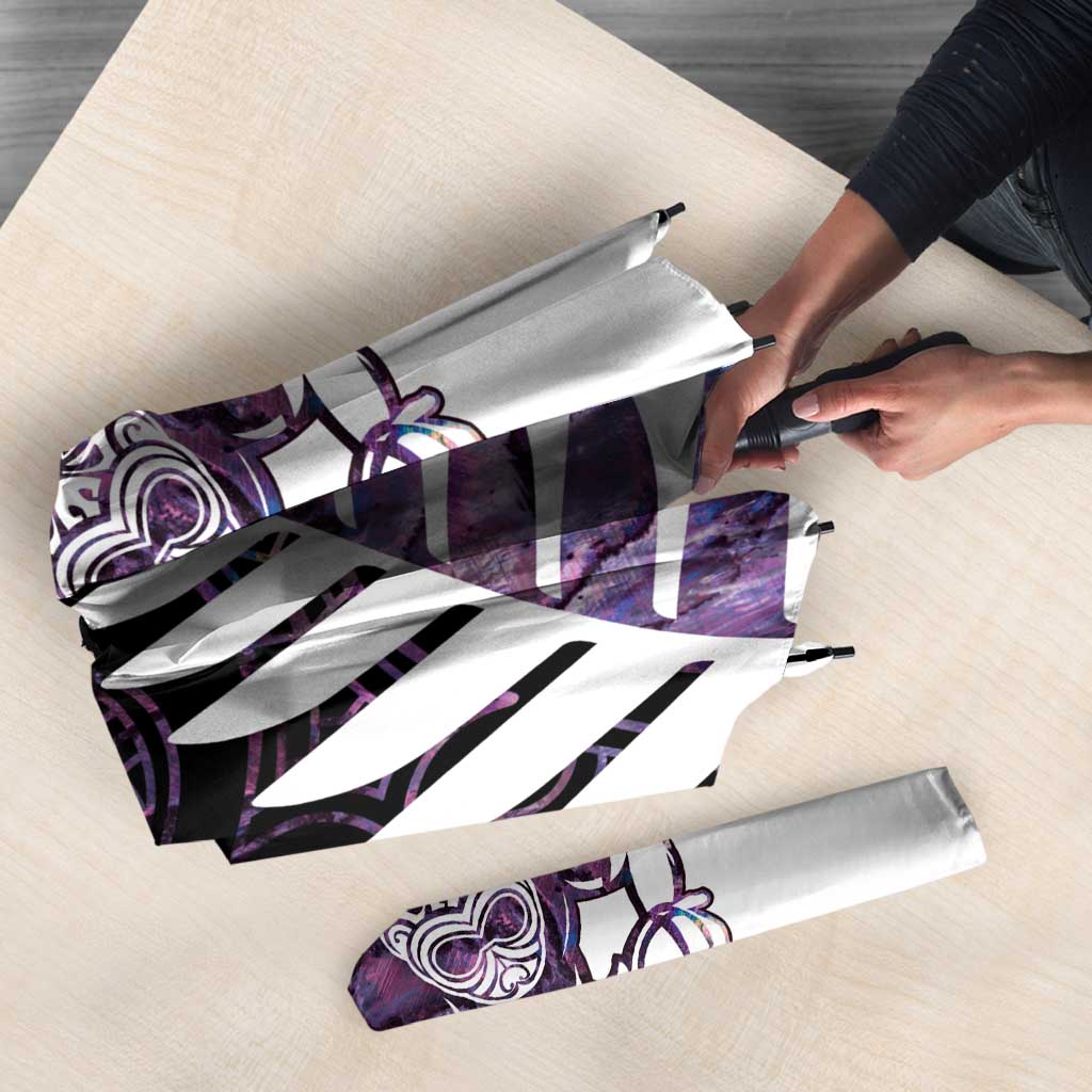 New Zealand Silver Fern Rugby Custom Umbrella Go All Black Purple Maori Paua Shell - Aussie Hoodie