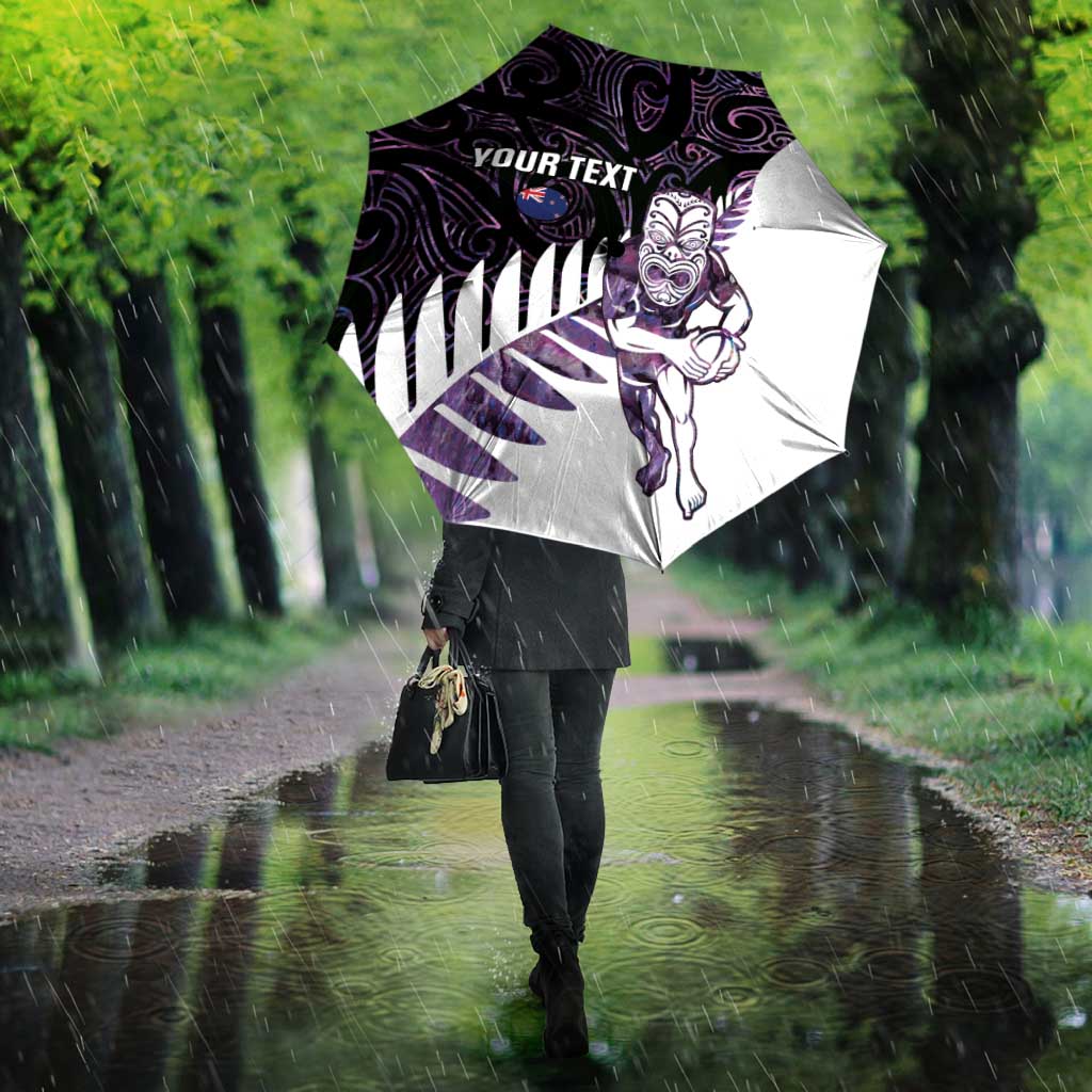 New Zealand Silver Fern Rugby Custom Umbrella Go All Black Purple Maori Paua Shell - Aussie Hoodie