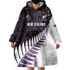 New Zealand Silver Fern Rugby Custom Wearable Blanket Hoodie Go All Black Purple Maori Paua Shell - Aussie Hoodie