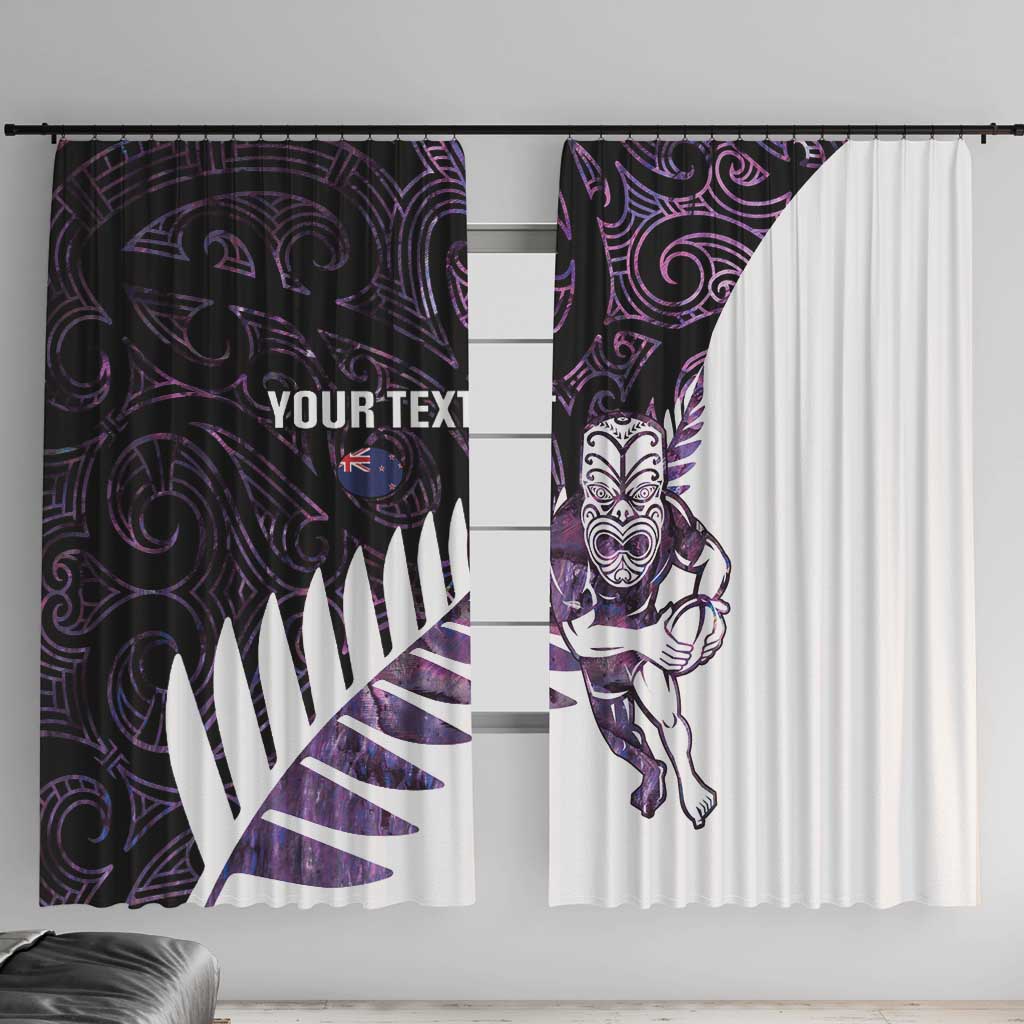 New Zealand Silver Fern Rugby Custom Window Curtain Go All Black Purple Maori Paua Shell - Aussie Hoodie