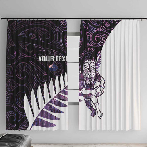 New Zealand Silver Fern Rugby Custom Window Curtain Go All Black Purple Maori Paua Shell - Aussie Hoodie