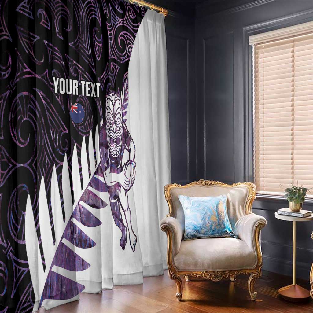 New Zealand Silver Fern Rugby Custom Window Curtain Go All Black Purple Maori Paua Shell - Aussie Hoodie