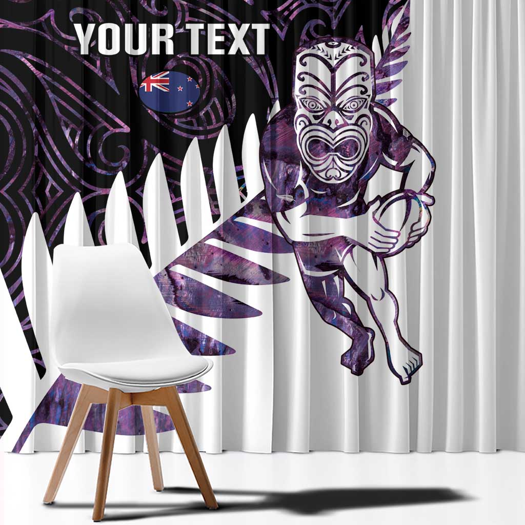 New Zealand Silver Fern Rugby Custom Window Curtain Go All Black Purple Maori Paua Shell - Aussie Hoodie