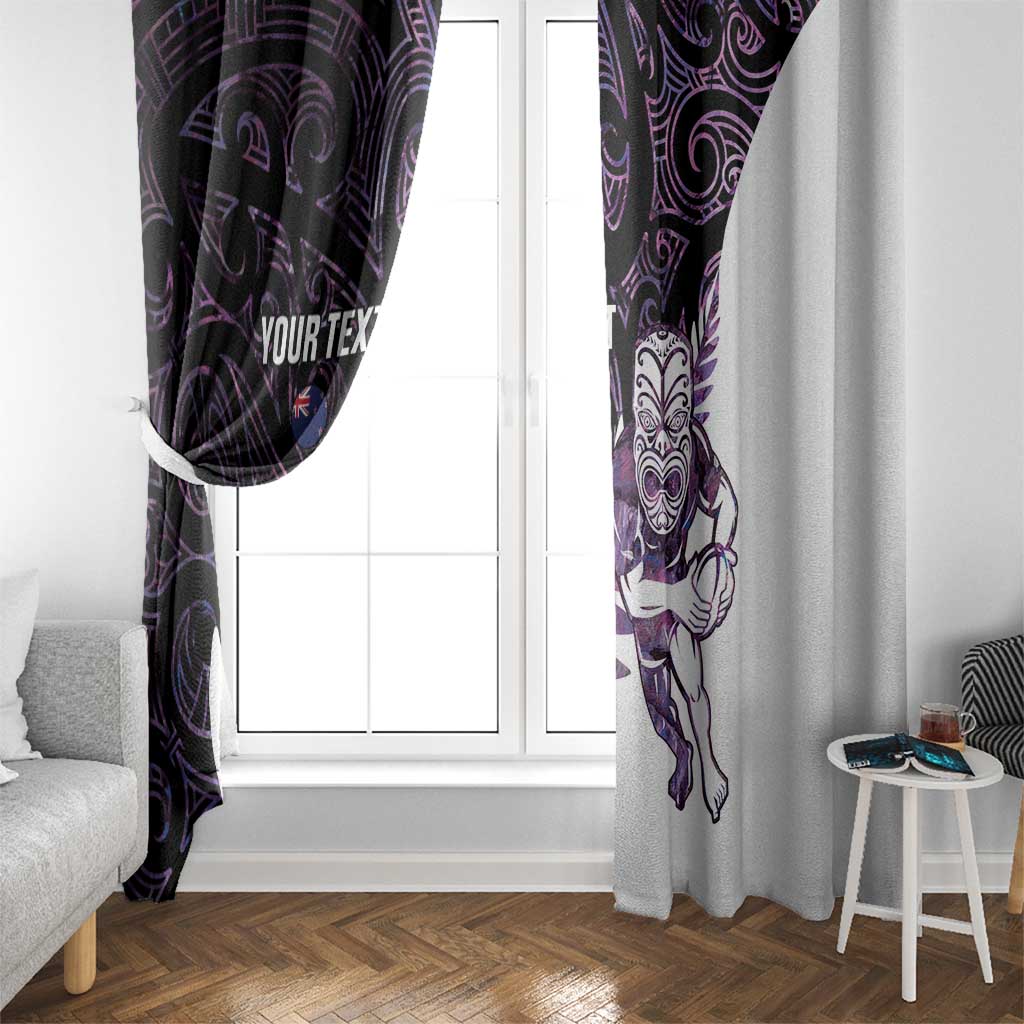 New Zealand Silver Fern Rugby Custom Window Curtain Go All Black Purple Maori Paua Shell - Aussie Hoodie