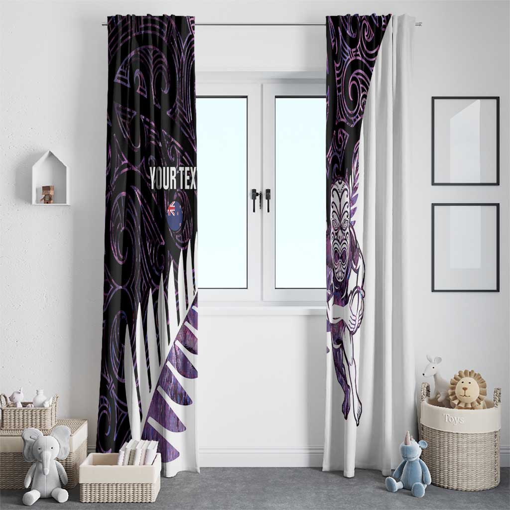 New Zealand Silver Fern Rugby Custom Window Curtain Go All Black Purple Maori Paua Shell - Aussie Hoodie